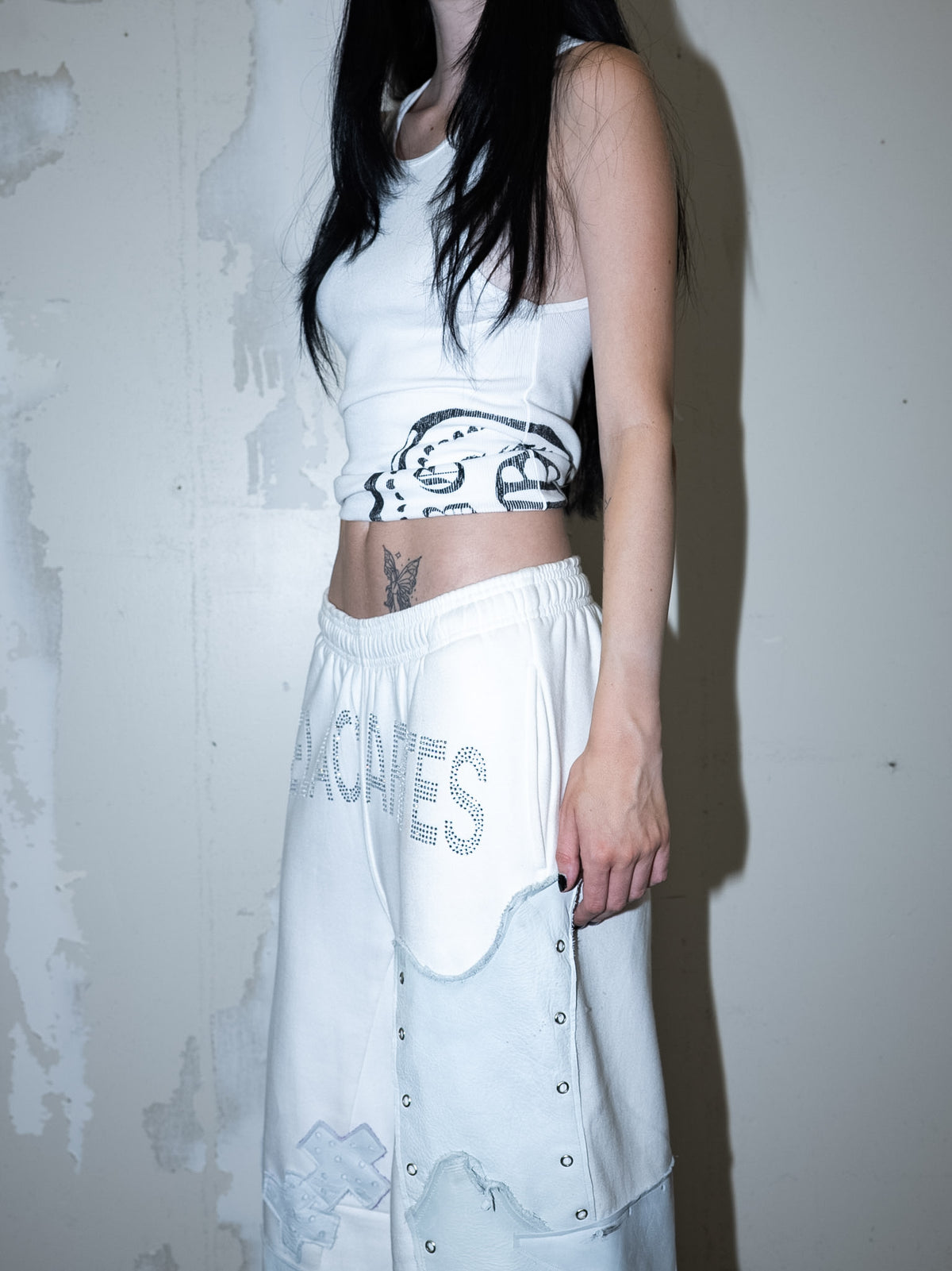 White leather sweatpant