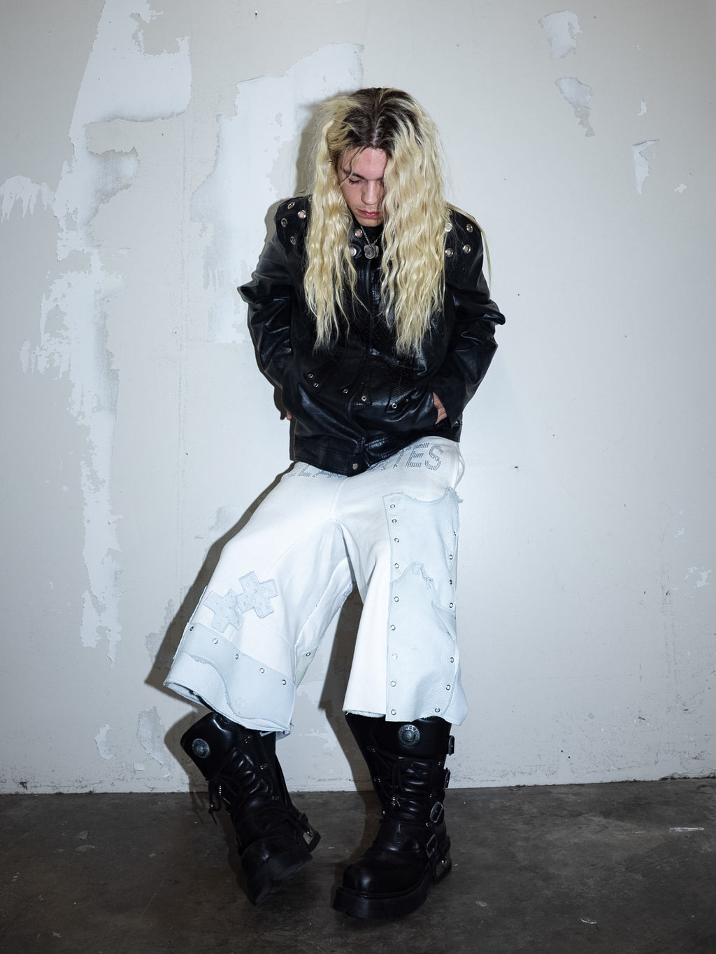 White leather sweatpant