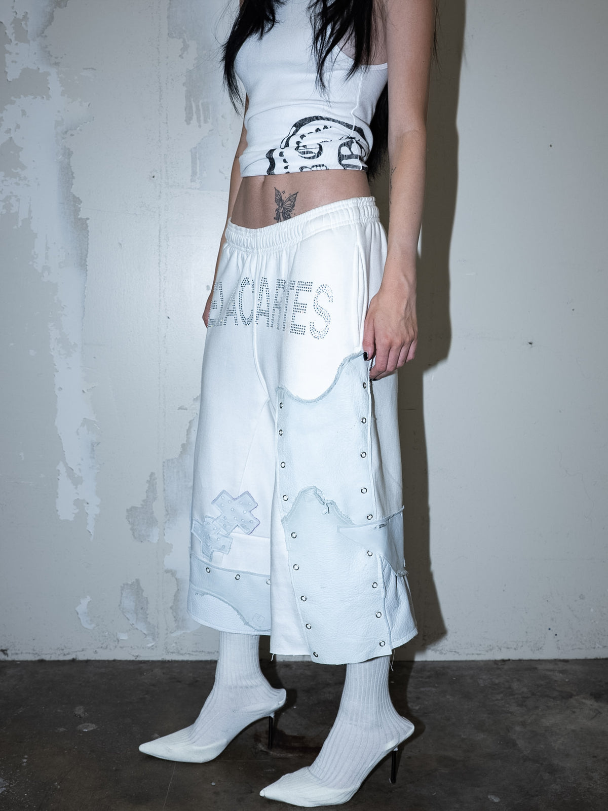 White leather sweatpant