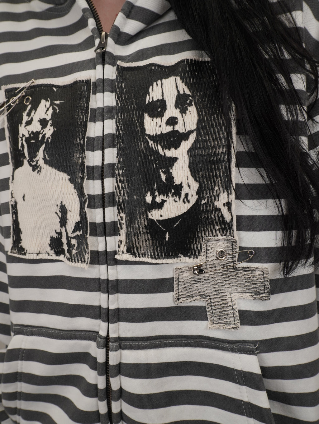 Jane Doe Stripe Hoodie (Black)