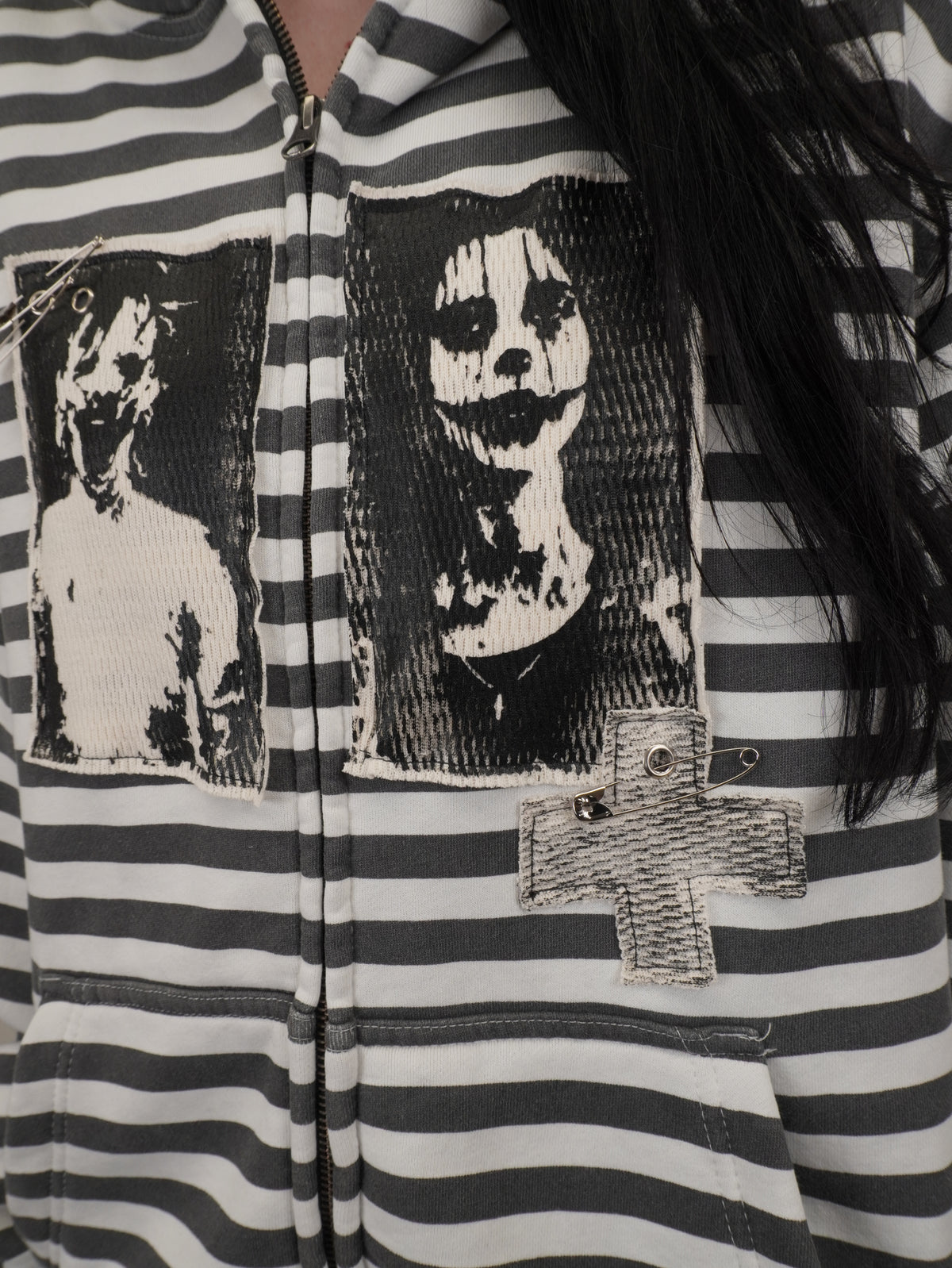 Jane Doe Stripe Hoodie (Black)