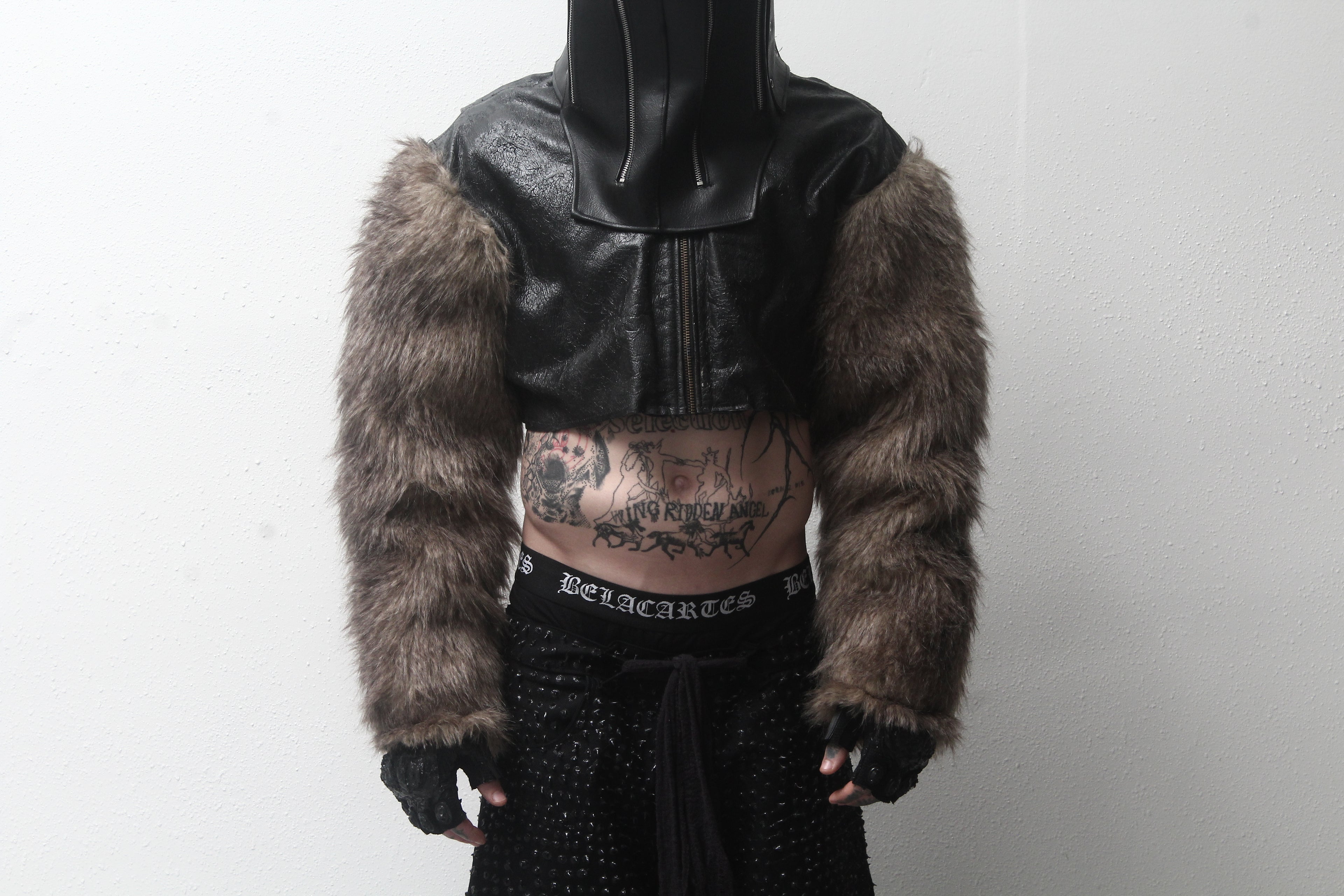 Cropped Leather Fur Jacket