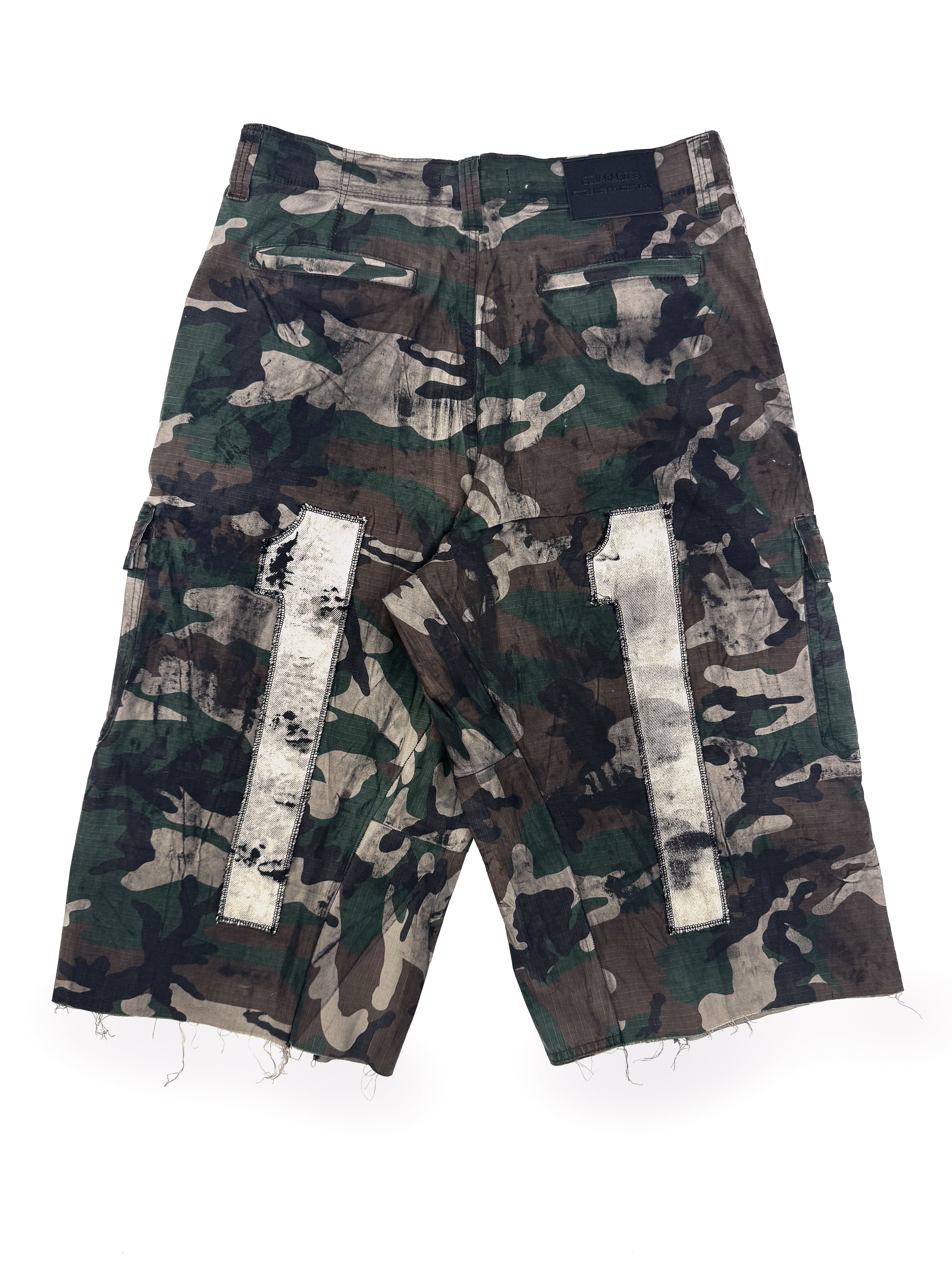 11 Stained Camo Shorts