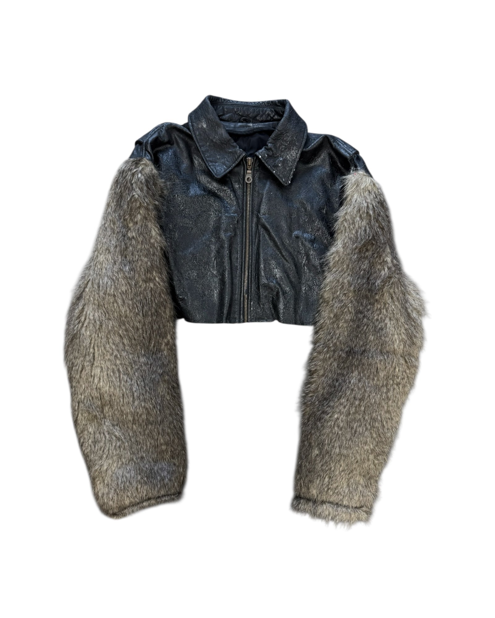 Cropped Leather Fur Jacket